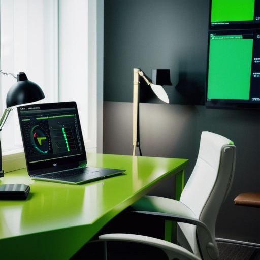 Executive analytics workspace with business intelligence displays, no people